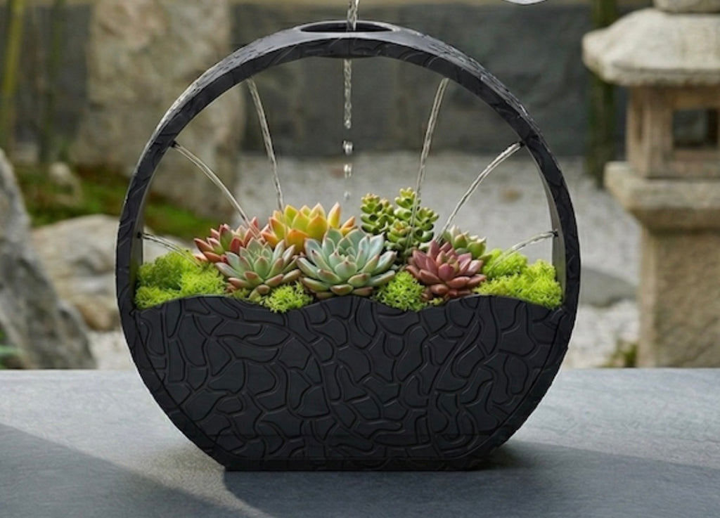 🌿 Zen Circular Succulent Planter – Self Watering Modern Planter | Minimalist Desk Garden | 3D Printed Home Decor