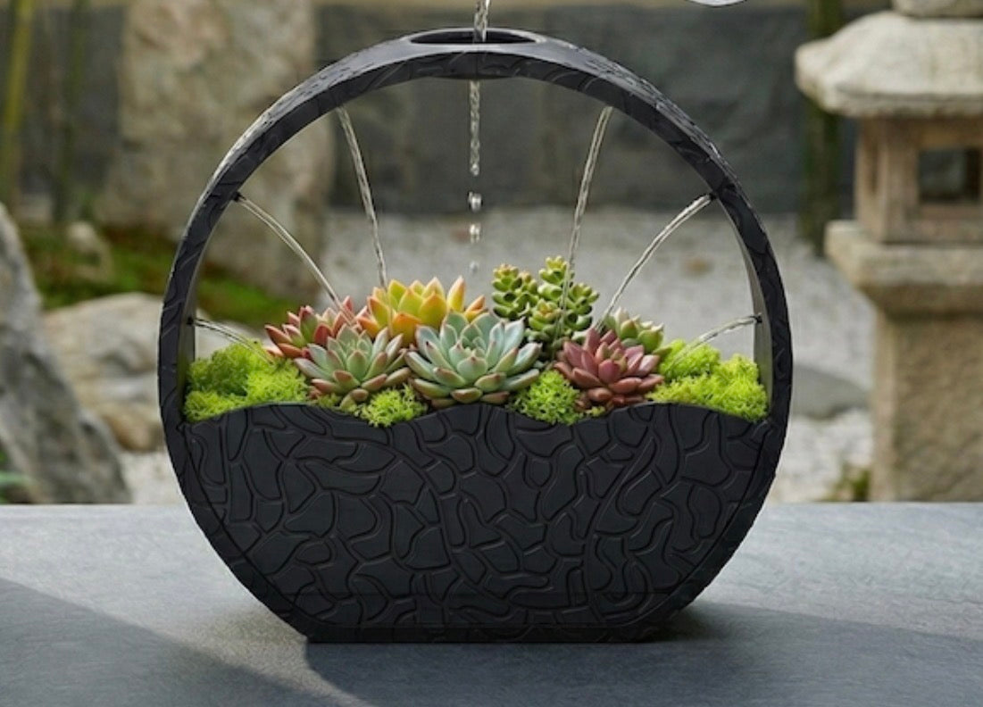 🌿 Zen Circular Succulent Planter – Self Watering Modern Planter | Minimalist Desk Garden | 3D Printed Home Decor
