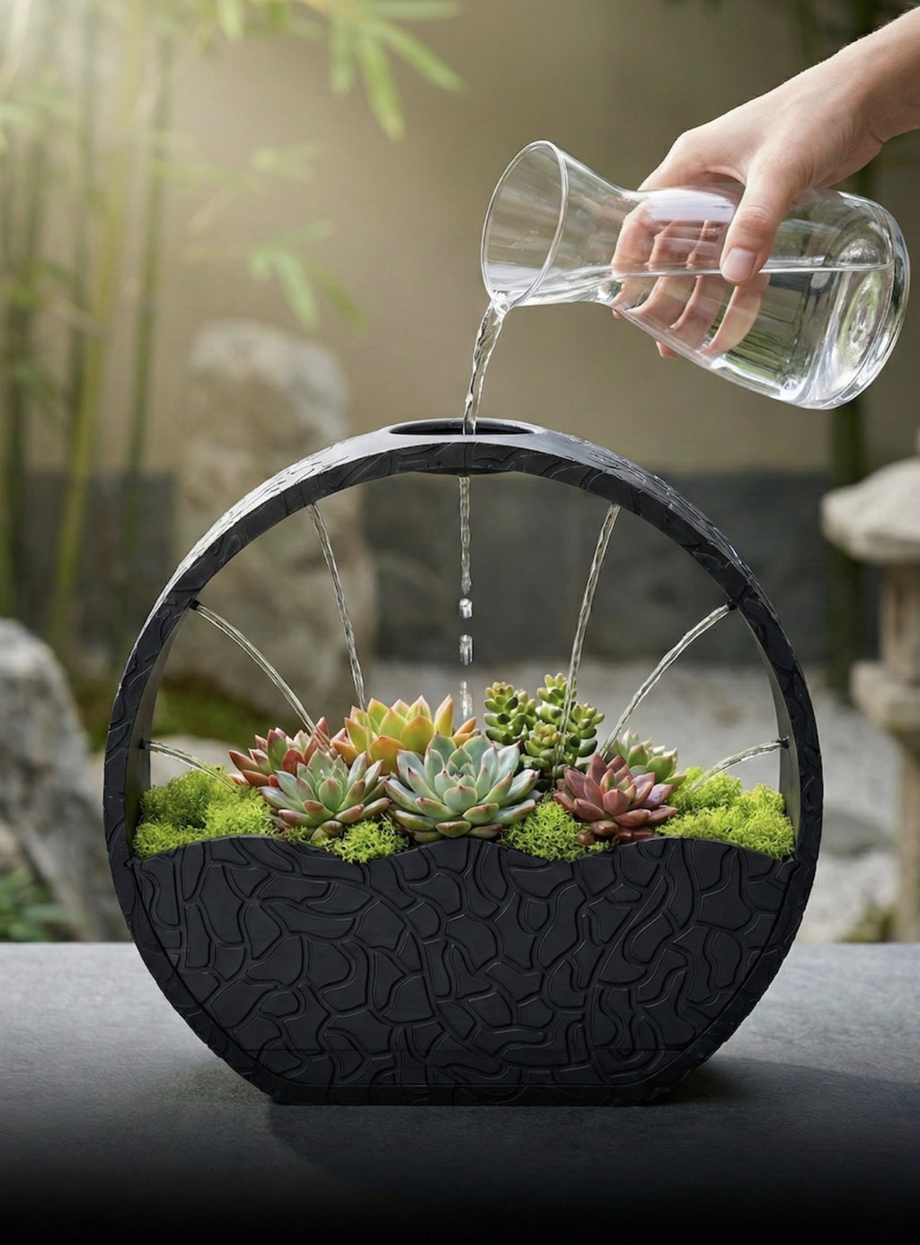 🌿 Zen Circular Succulent Planter – Self Watering Modern Planter | Minimalist Desk Garden | 3D Printed Home Decor